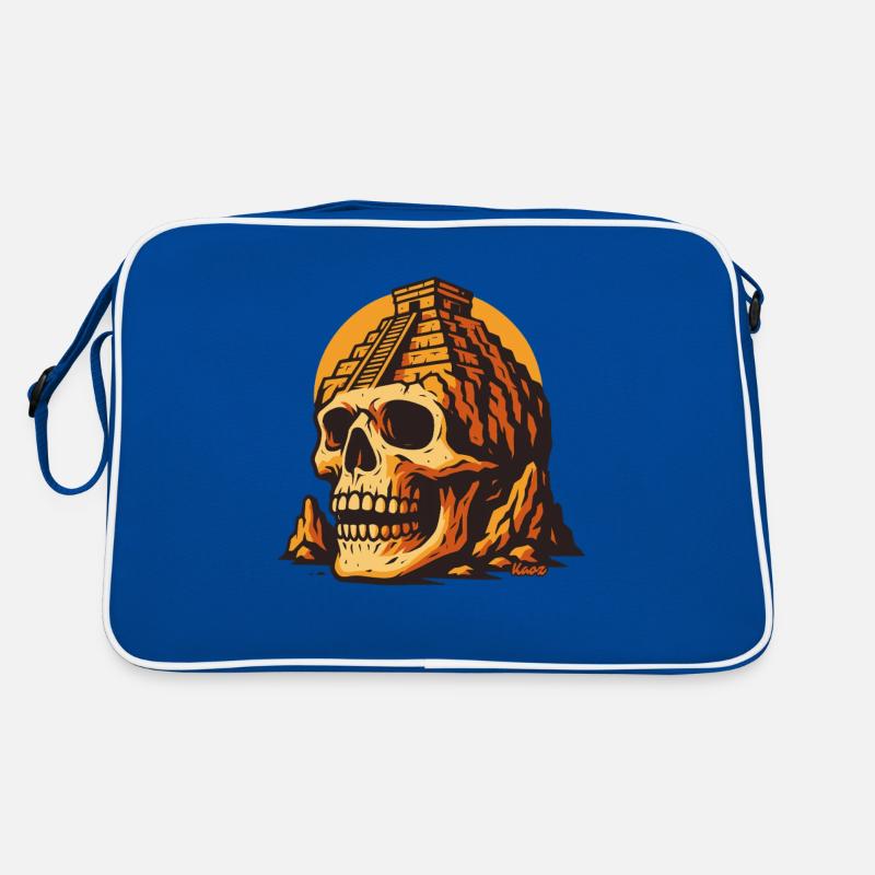 Skull with temple and sunset Retro Bag