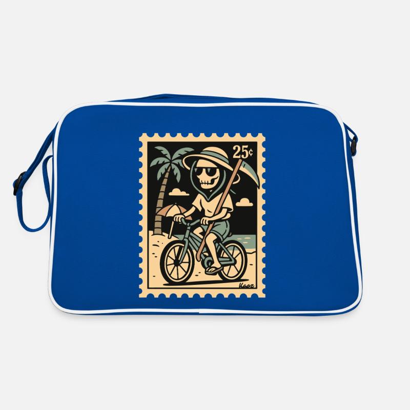 Faucheuse avec vélo sur la plage en vacances Sac Retro