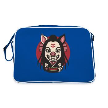 Geisha avec nez de cochon dessin animé - Sac Retro - bleu/blanc - Dos