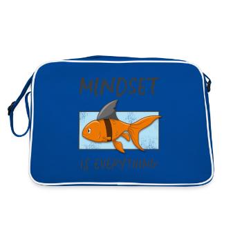Mindset Hai Goldfisch Einstellung ist alles - Retro Tasche - Blau/Weiß - Hinten