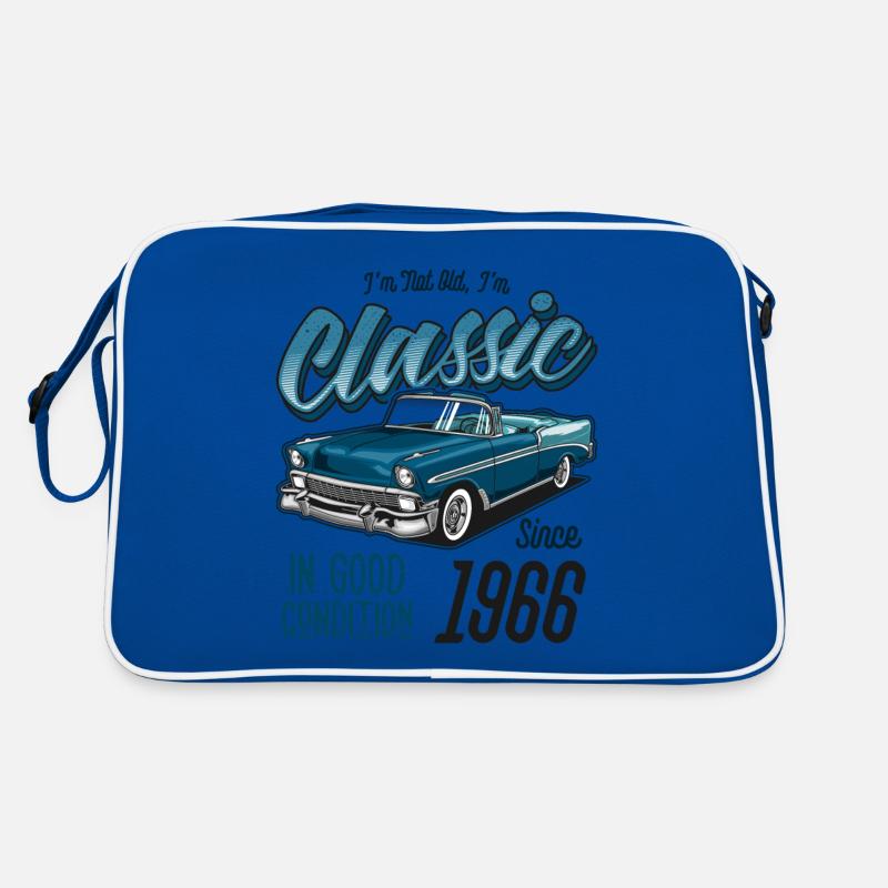 Ich bin nicht alt, ich bin ein Oldtimer Oldtimer Jahrgang 1966 - Retro Tasche - Blau/Weiß