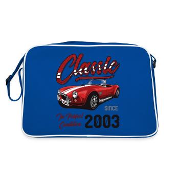 Ich bin nicht alt, ich bin Oldtimer Jahrgang Jahrgang 2003 - Retro Tasche - Blau/Weiß - Hinten