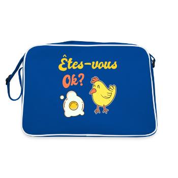 Poussin drôle s'inquiète de l'oeuf - Sac Retro - bleu/blanc - Dos