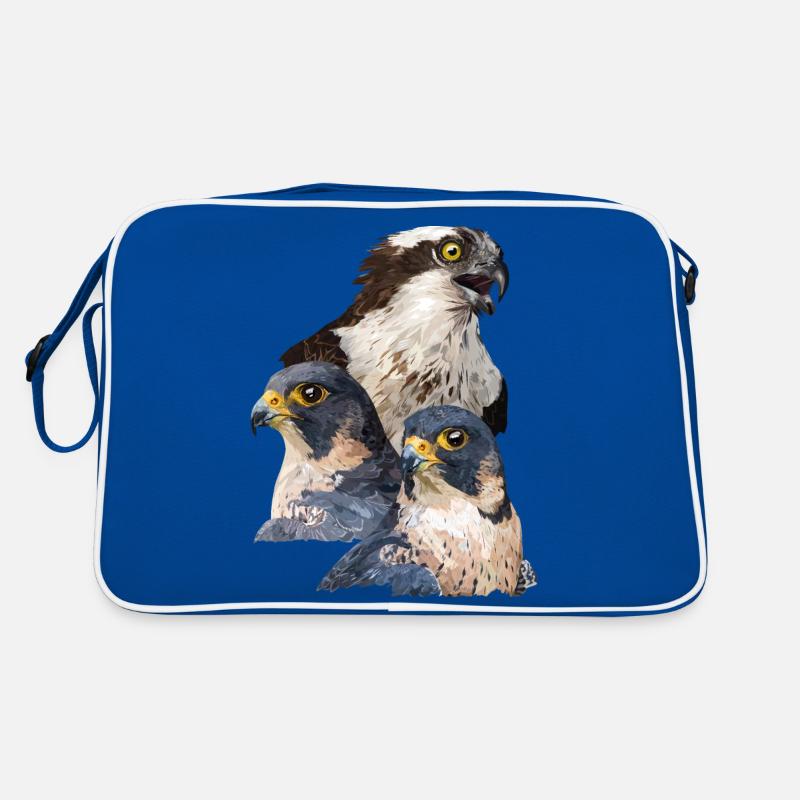 Raubvögel - Retro Tasche - Blau/Weiß