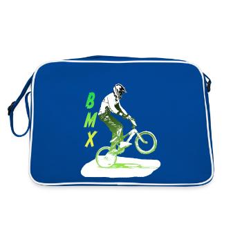 bmx rasse - Retro Tasche - Blau/Weiß - Hinten