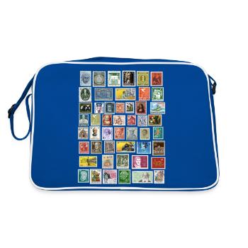 Design of postage stamps - Retro Bag - blue/white - Back