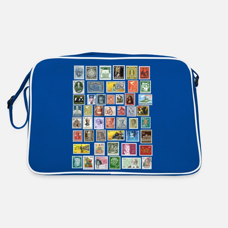 Conception de timbres-poste - Sac Retro - bleu/blanc