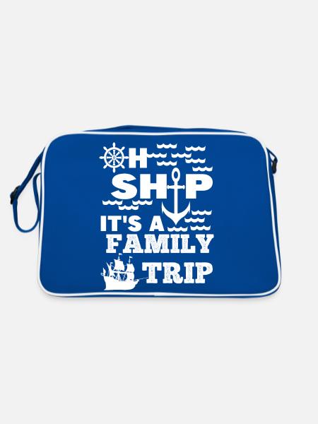 Family trip with ship - Retro Tasche - Blau/Weiß