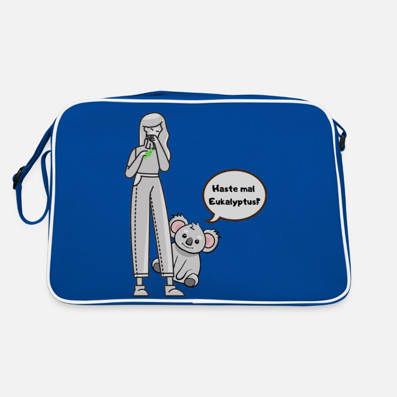 Koala fragt nach Eukalyptus - Retro Tasche - Blau/Weiß