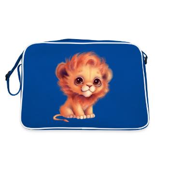 Mignon Cartoon Baby Lion avec Glubschaugen - Sac Retro - bleu/blanc - Dos