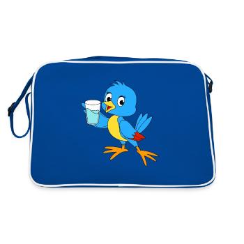 Mia der Vogel liebt Wasser - Retro Tasche - Blau/Weiß - Hinten