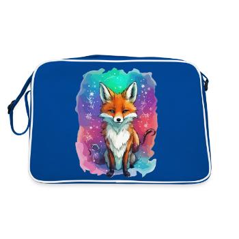 fox, colorful, children, christmas, snowflakes - Retro Bag - blue/white - Back