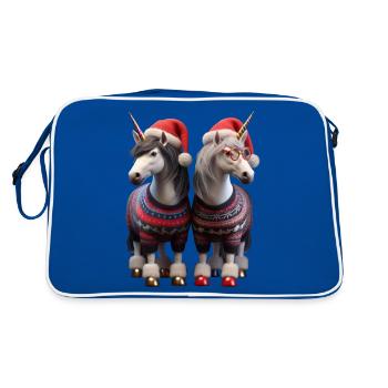 Weihnachten Einhörner Ugly Christmas Sweater - Retro Tasche - Blau/Weiß - Hinten