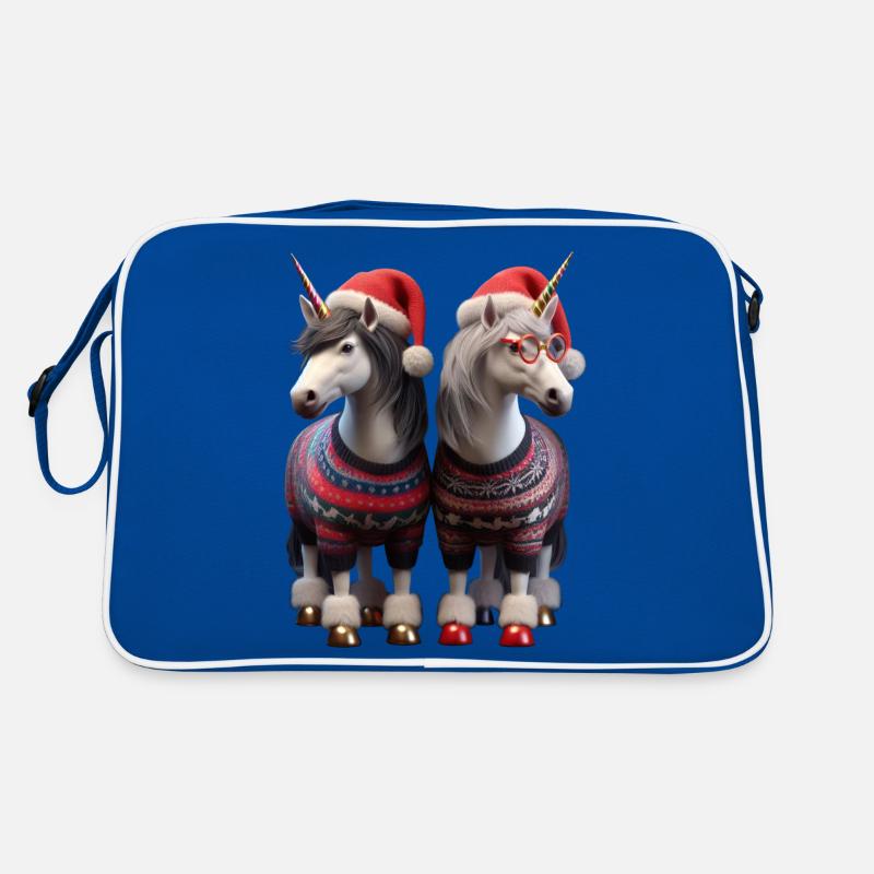 Licornes de Noël Pull de Noël moche Sac Retro