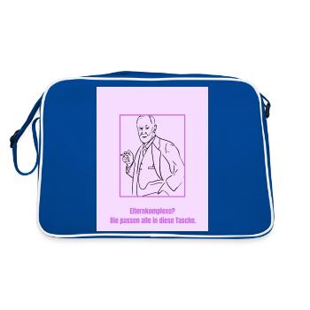 Fun mit Freud - Retro Tasche - Blau/Weiß - Hinten