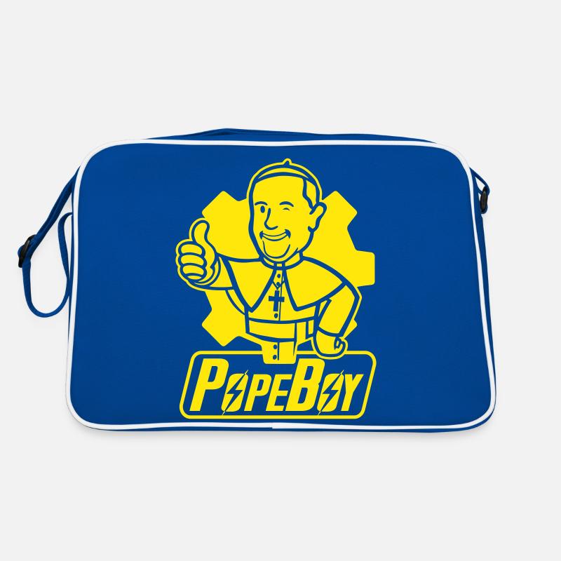 Papst Junge Vault Junge Fallout Stil - Retro Tasche - Blau/Weiß