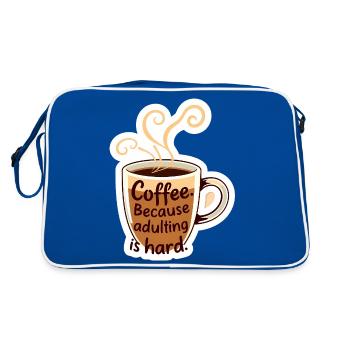 Funny Coffee Cozy Caffeine Humor Adulting - Retro Bag - blue/white - Back