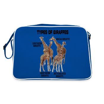 Arten von Giraffen Giraffen der Welt - Retro Tasche - Blau/Weiß - Hinten