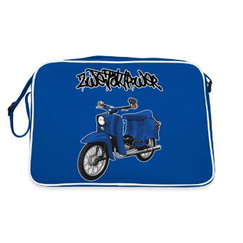 Hirondelle (bleu) // Illustration - Sac Retro - bleu/blanc - Dos