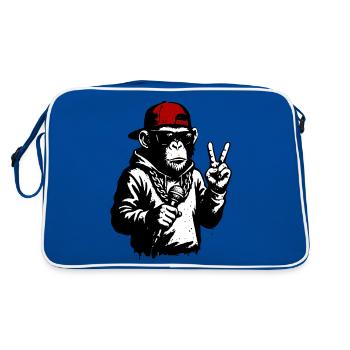 Cooler Affe - Retro Tasche - Blau/Weiß - Hinten