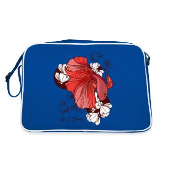 Poisson de combat Avec des fleurs - Sac Retro - bleu/blanc - Dos