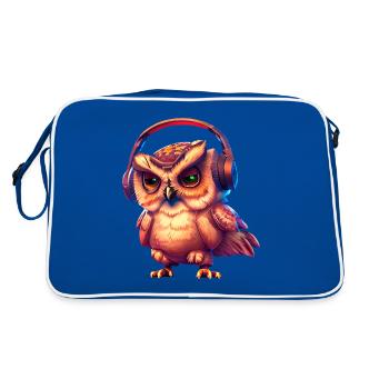 Hibou avec écouteurs - Sac Retro - bleu/blanc - Dos