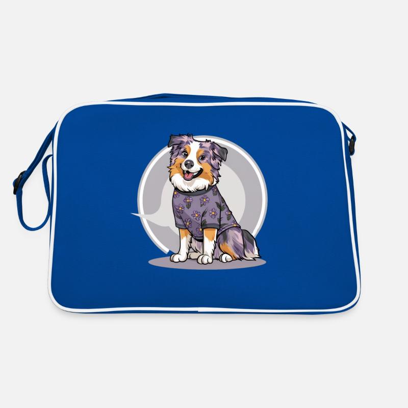 Australischer Schäferhund mit Blumenmotiv Retro Tasche
