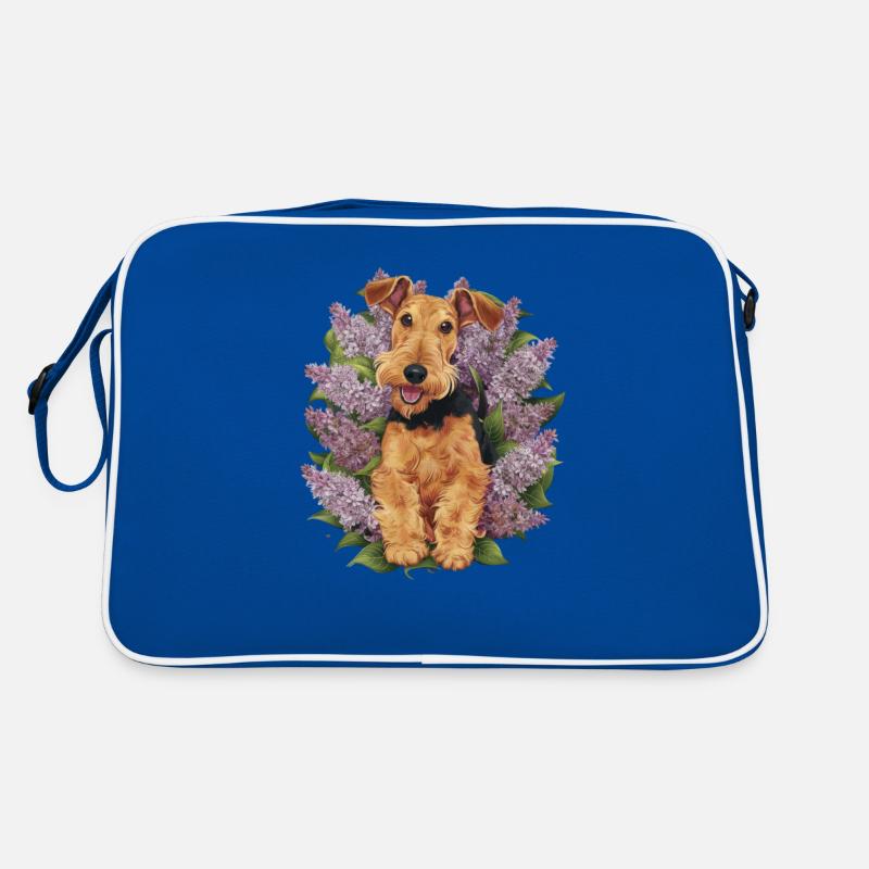 Süßer Airedale Terrier mit Flieder Retro Tasche