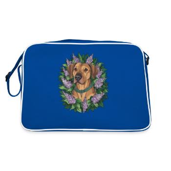 Chien lion à crête dorsale rhodésienne dans le style de dessin animé - Sac Retro - bleu/blanc - Dos