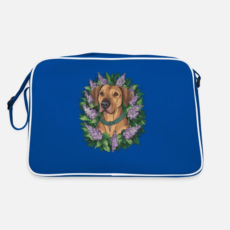 Rhodesian Ridgeback Lion Dog in Cartoon Style - Retro Bag - blue/white