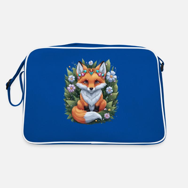 Renard kawaii aux fleurs colorées Sac Retro