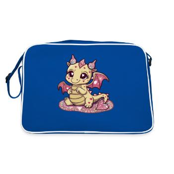 Dragon kawaii avec des cœurs colorés - Sac Retro - bleu/blanc - Dos