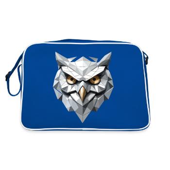 Eule Maske - Low Poly Design - Retro Tasche - Blau/Weiß - Hinten