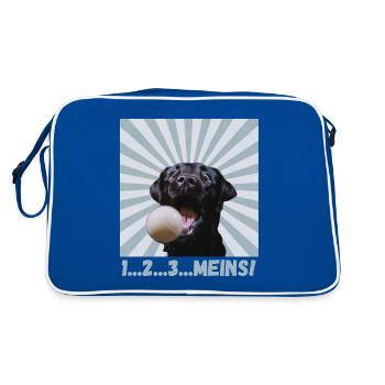 1...2...3...MEINS! - Retro Tasche - Blau/Weiß - Hinten