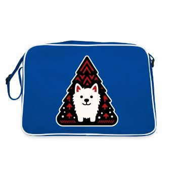 Little dog looking forward to Christmas - Retro Bag - blue/white - Back