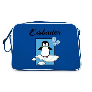 Eisbader Winterbaden Eisloch Kältetherapie Eisbad - Retro Tasche - Blau/Weiß - Hinten