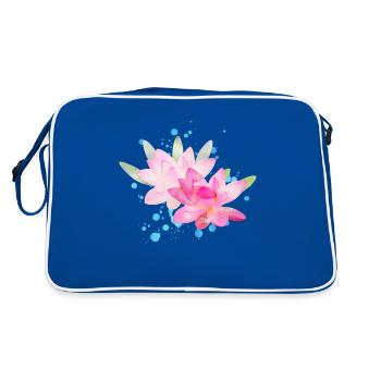 Yoga Lotos Flowers - Retro Tasche - Blau/Weiß - Hinten