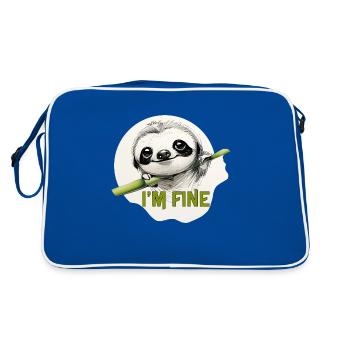 sloth - mir geht es gut - Retro Tasche - Blau/Weiß - Hinten