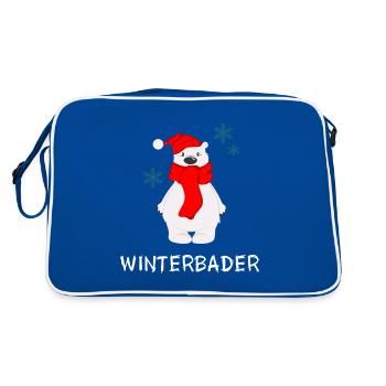 Eisbader Winterbader Polar Eisbär Winterschwimmen - Retro Tasche - Blau/Weiß - Hinten