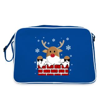 Rudolph in the fireplace - Retro Bag - blue/white - Back