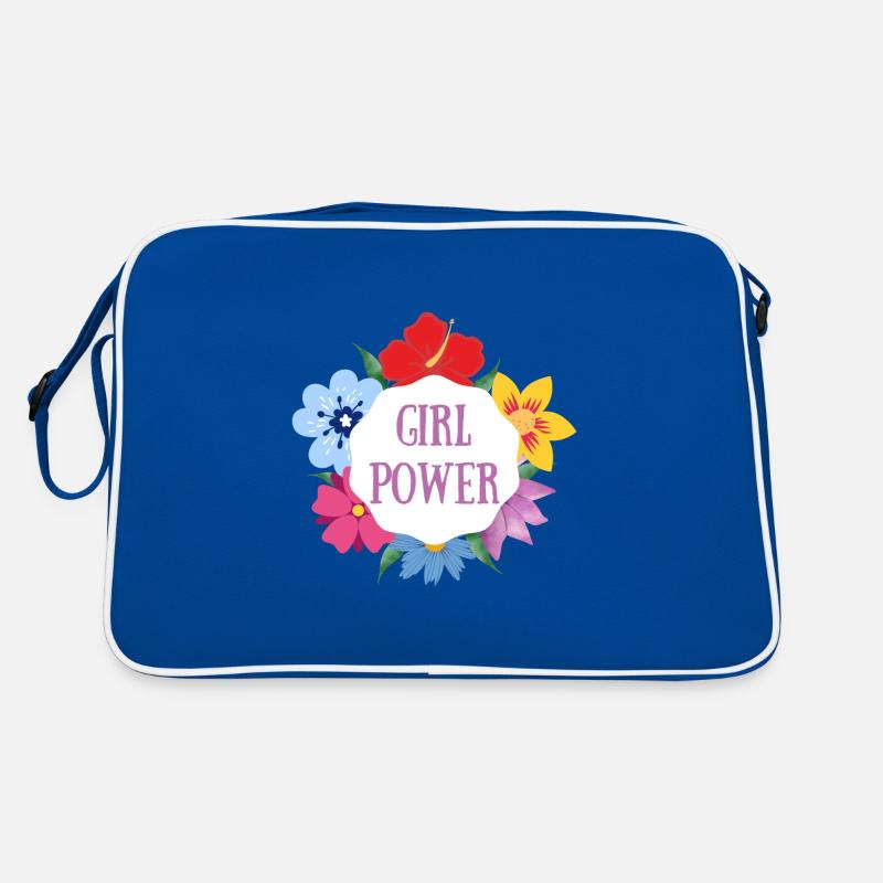 Frauenpower - Retro Tasche - Blau/Weiß