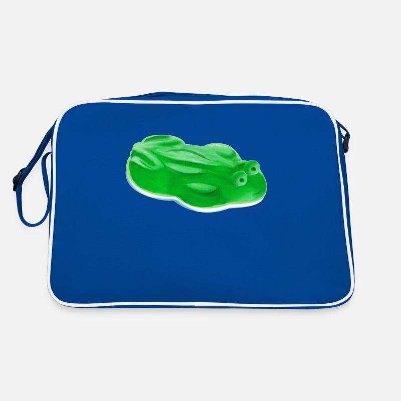 Gummifrosch real - Retro Tasche - Blau/Weiß
