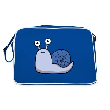 Cute snail with house in blue - Retro Bag - blue/white - Back