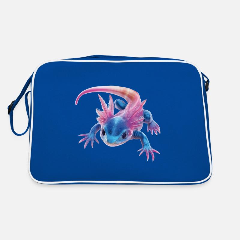 Axolotl - Retro Tasche - Blau/Weiß
