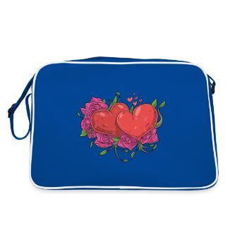 Cœurs avec des fleurs - Sac Retro - bleu/blanc - Dos