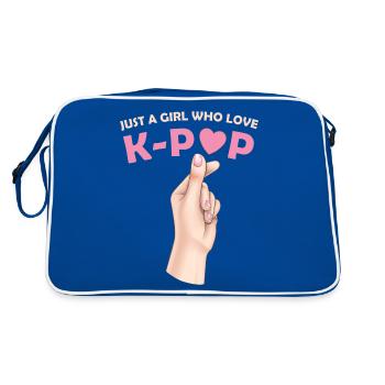 Just A Girl Who Loves K-Pop Finger Heart KPop - Retro Bag - blue/white - Back