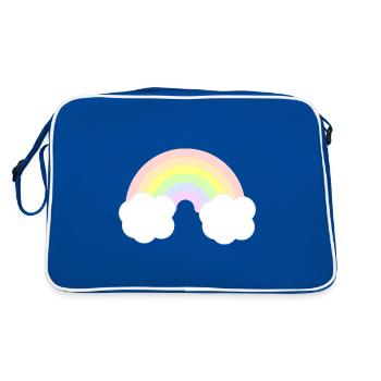 Netter Pastellregenbogen - Retro Tasche - Blau/Weiß - Hinten