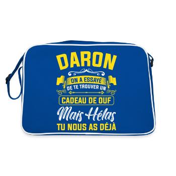 Daron cadeau de ouf mais tu nous as déjà papa - Sac Retro - bleu/blanc - Dos