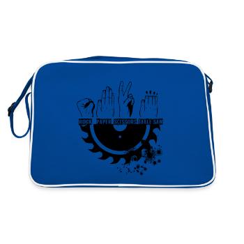 Ciseaux pierre de papier rond bricolage cadeau - Sac Retro - bleu/blanc - Dos