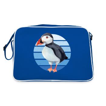 Puffin Parrot Lunde Bird Cadeau - Sac Retro - bleu/blanc - Dos